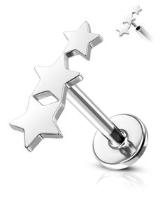 two silver stars are attached to a barbell