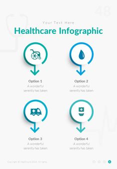 the health care info sheet is shown in blue and green colors, with arrows pointing to different