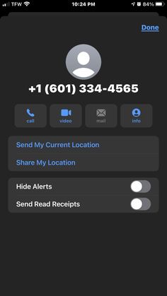 an iphone screen showing the location of someone's phone number and their location id