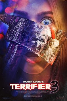 a poster for the movie terrier 3 with a woman's face being held up to