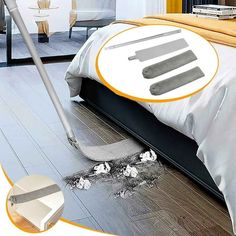 an image of a bedroom with the vacuum mop on the floor next to it