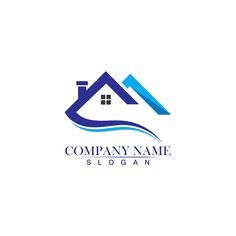 a house logo with water waves on the roof