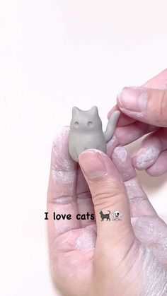 someone is holding a tiny cat toy in their hands with the caption love cats