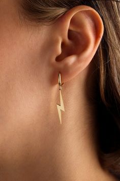 Lightning Bolt Earrings Lightning Earrings Tiny Lighting - Etsy Lightning Bolt Earrings Dangle, Lightning Bolt Earrings Dangle Gold, Lightning Jewelry, Lightning Clothes, Lightning Accessories, Lighting Earrings, Lighting Bolt Earrings, Earrings Lightning, Lightning Bolt Jewelry