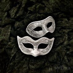 Set of two matching Venetian style masquerade ball masks for couples. One is covered with silver satin and lace for ladies. And the other one is covered in silver lace for men. Designed specially to be used at a wedding by bride and groom. Your order will be delivered with online tracking by UPS or FedEx. Back surface is covered with fabric for comfortable use. Ribbons added both sides to tie. Standard size fits all. These classical Venetian masks are perfect for any costume or Halloween party, Mask Masquerade Ball, Ball Masks, Couples Masquerade Masks, Masquerade Ball Masks, Gold Masquerade Mask, Masquerade Ball Mask, Masquerade Wedding, Bridal Mask, Ball Mask