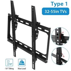 tv wall mount for 32 - 55 inch flat panel tvs with tilting arm and tilt mechanism