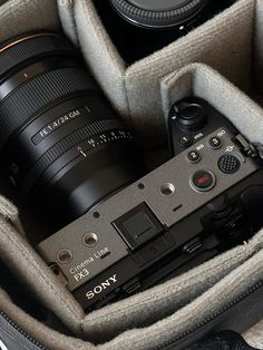 a camera in a case with two lenses