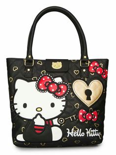 http://www.inkedshop.com/hello-kitty-locknkey-tote-handbag-loungefly-blk.html Kitty Furniture, Kitty House, Kitty Theme, Hello Kitty Merchandise, Hello Kitty House, Charmmy Kitty, Kitty Clothes