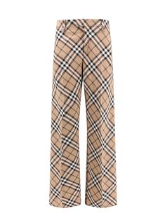 Burberry trousers showcase an iconic check print, perfect for smart-casual occasions. The stylish design incorporates a zip closure with a metal hook and lateral zip pockets for added practicality. Crafted from a soft fabric blend, these pants elevate your wardrobe's elegance.

- Made in Italy  
- Composition: 55% polyester, 45% wool Burberry Pants, Beige Pants, Burberry Hat, Burberry Men, Tailored Trousers, Check Pattern, Lace Boots, Straight Leg Pants, Plaid Pattern