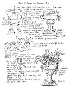 an image of how to draw flowers in vases with instructions on the bottom and bottom