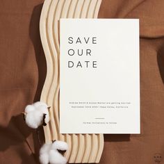 the save our date card is next to cotton