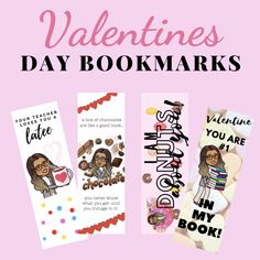 valentine's day bookmarks with text overlay that says, valentines day books