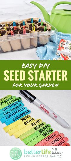 seed starter for your garden with text overlay