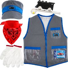 PRICES MAY VARY. Size Detail: Kids train engineer hats and vests are perfectly sized and suitable for most children. The vest is about 18.11 inches/ 46cm in length. It is simple and comfortable and will not affect children's daily activities. The cotton gauze gloves are specially designed for children aged 4-13 and can easily wrap the children's hands Quality Material: Boys girls train engineer vest is made of nylon fabric, which is wear-resistant and durable, not easy to break, and fully unleas Train Engineer Hat, Train Engineer Costume, Train Conductor Costume, Engineer Dress, Engineer Costume, Engineer Hat, Pretend Play Costumes, Train Engineer, Train Conductor