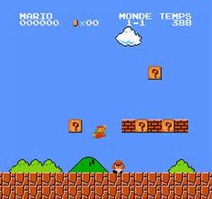 an old school video game with mario running