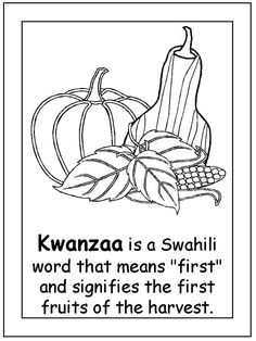 a black and white poster with the words kwanza is a swahi word that means