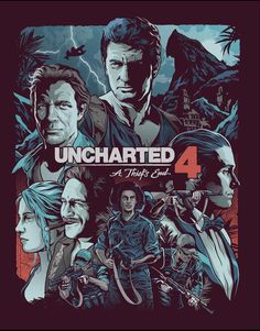 The gorgeous steelbook was done by the super talented @thatkidwhodraws. #Uncharted4 Uncharted A Thief's End, Uncharted Game, Uncharted Series, A Thief's End, Uncharted 4, Video Game Posters, Nathan Drake, Dog Games, Fabric Poster