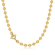 PRICES MAY VARY. Chain Necklace Size: 10mm hollow ball chain necklace length: 18 inches. Classic chain necklace gives any outfit an element of timeless chic! Crafted in 14K gold filled beads. Featuring a lightweight design of large spheres connected on a chain and held by a toggle. 14k gold plated minimalist necklace consists of gold beaded. It’s a great layering item, or perfect by itself! Hypoallergenic Material - The chunky thick chain choker necklace use a T-Clasp, are plated with high quali