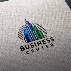 the business center logo is designed to look like a skyscraper