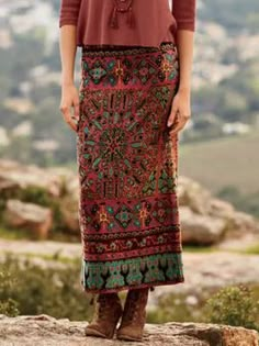 Cotton Blends Regular Fit Color Block Skirt Aztec Print Long Skirt, Luxury Multicolor Fall Skirt, Maxi Skirt Spring, Bohemian Maxi Skirt, Teacher Clothing, Estilo Hippy, Color Block Skirt, Maxi Rok, Vintage Bohemian Style