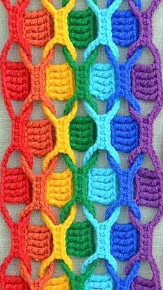 the crochet is colorful and has many different colors