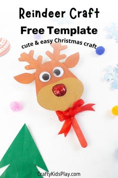 reindeer craft Winter Toddler Crafts, Reindeer Puppet, Free Printable Reindeer, Christmas Reindeer Craft, Puppet Template, Winter Crafts For Toddlers, Easy Winter Crafts, Puppet Craft, Easy Toddler Crafts