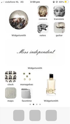 an iphone screen showing the different things that are in front of it, including perfumes and