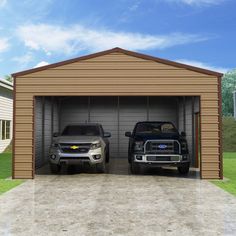 Versatube 20x20x10 Frontier Steel Garage Metal Garage Buildings, Metal Roof Panels, Garage Construction, Carport Kits, Steel Carports, Metal Carports, Steel Garage, Metal Garages, Garage Kits