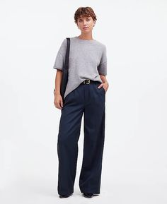 The Harlow Wide-Leg Pant in Drapey Twill | Madewell Overlay Skirt, Community Development, Petite Pants, Perfect Jeans, Tailored Pants, Swimsuit Tops, Fair Trade, Wide Leg Pants, Madewell