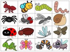 an insect matching game for children to learn how to match the bugs and caterpillars