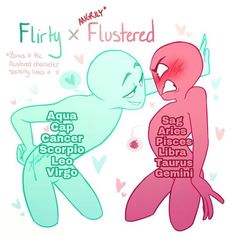 an image of two cartoon characters with words describing the differences in their body colors and names