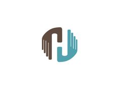 two hands holding each other in the middle of a letter c and j logo design