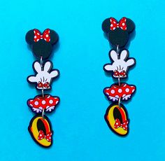 Minnie Mouse Inspired Outfit, Minnie Dress, Minnie Mouse Outfits, Dot Earrings, Dot Day, Minnie Bow, Acrylic Earring, Rosie The Riveter, The Dot