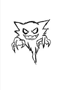 a drawing of an angry cat with fangs on it's face and claws in the mouth