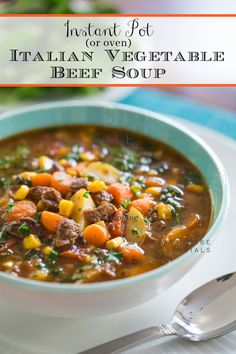 a bowl of beef and corn soup on a plate