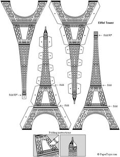 paper model of the eiffel tower with instructions to make it look like it is cut