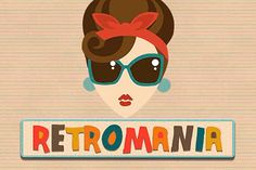 a woman wearing sunglasses and a red bow on her head with the word retro mania