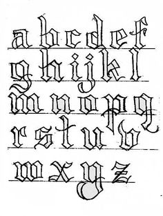 an old english alphabet with some writing on it