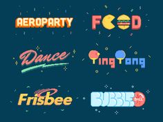 some type of retro video game font and logo design for an entertainment company, called aeroparty