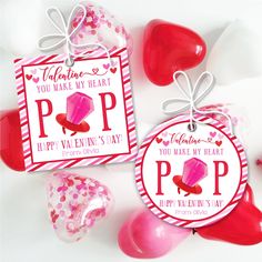 valentine's day gift tags with hearts and balloons