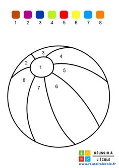 a color by number page with an image of a beach ball