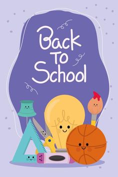 back to school poster with various items