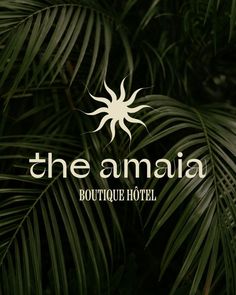 the amaia boutique hotel logo with palm trees in the background and white text that reads,'the amaia boutique hotel '