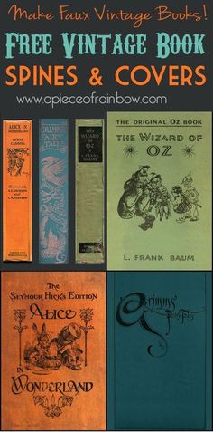 an image of vintage books with the title free vintage book spines and covers