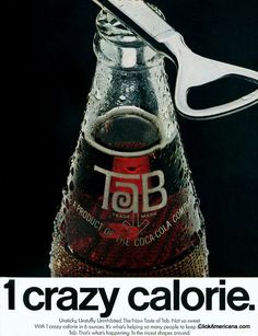 an old advertisement with a bottle of soda and a pair of scissors