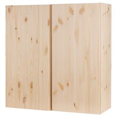 a wooden cabinet with two doors on each side and one door open to show wood grains