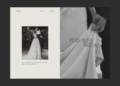 an image of a bride and groom in black and white with the words pure bliss bridal