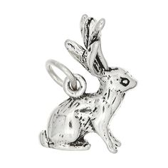 "Sterling Silver Jackrabbit / Jackalope Charm (3d Charm) This is made out of .925 Sterling Silver one of a kind! This is a great charm to attach onto charm bracelet or wear as simple charm on necklace. Metal: Sterling Silver 925 Finish: Oxidized Natural Silver (Not Shiny) Charm Size : Approximately 16 mm height X 11 mm width (0.63 inch X 0.43 inch) Charm Weight: 1.9 grams Options to Choose From: Charm Only - You will receive the charm as pictured. Dangle Bead - You will receive the charm attache Antelope Horns, Rabbit Jewelry, Rabbit Charm, Jack Rabbit, Cheap Accessories, Animal Jewelry, Beaded Dangles, Sterling Silver Charm, Bunny Rabbit