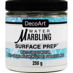 decoart water marbling surface paint 250ml jar - white / blue swirls