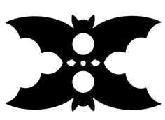 a black and white image of a bat with four bats on it's wings